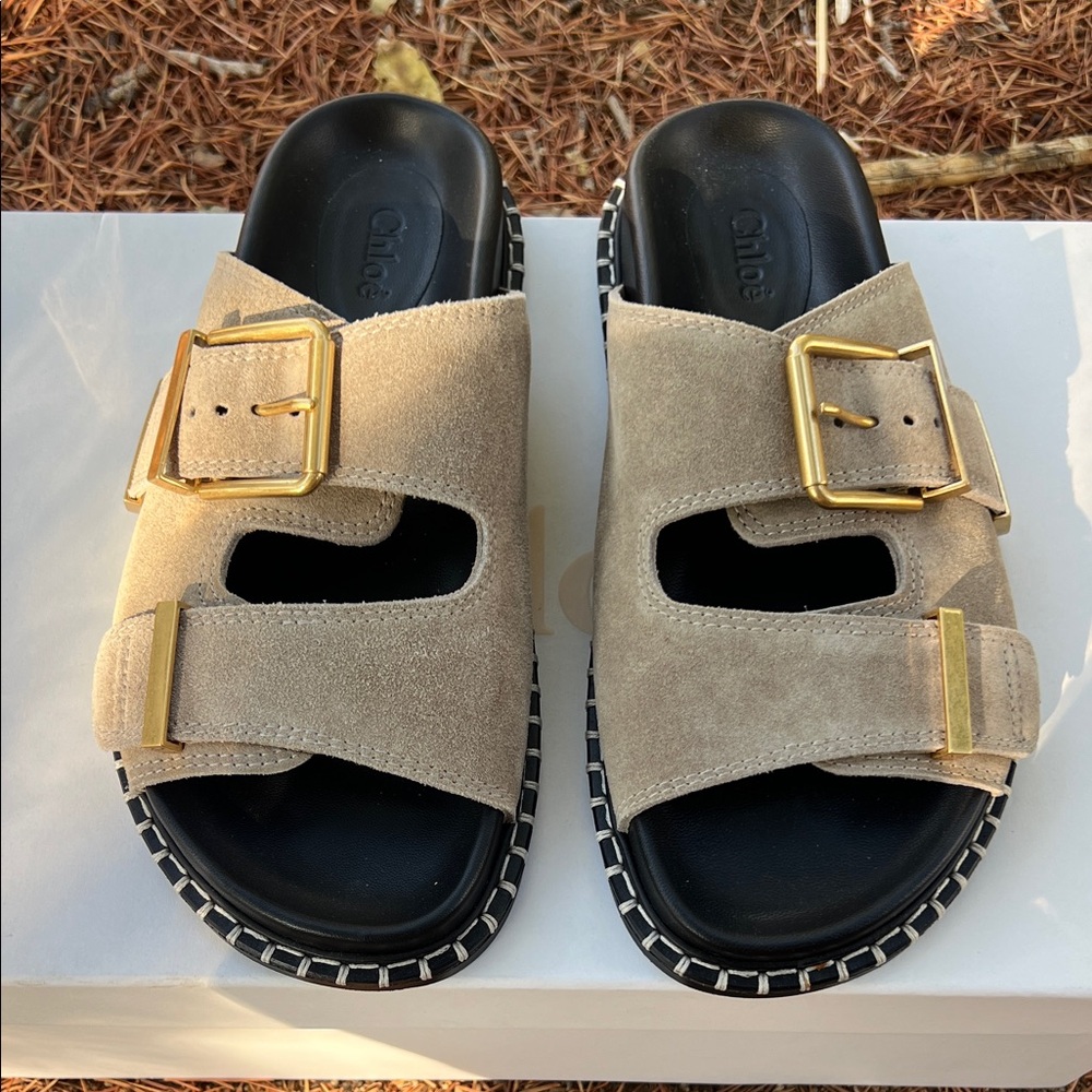 Chloé Rebecca Slides Beige Suede 37 / 7